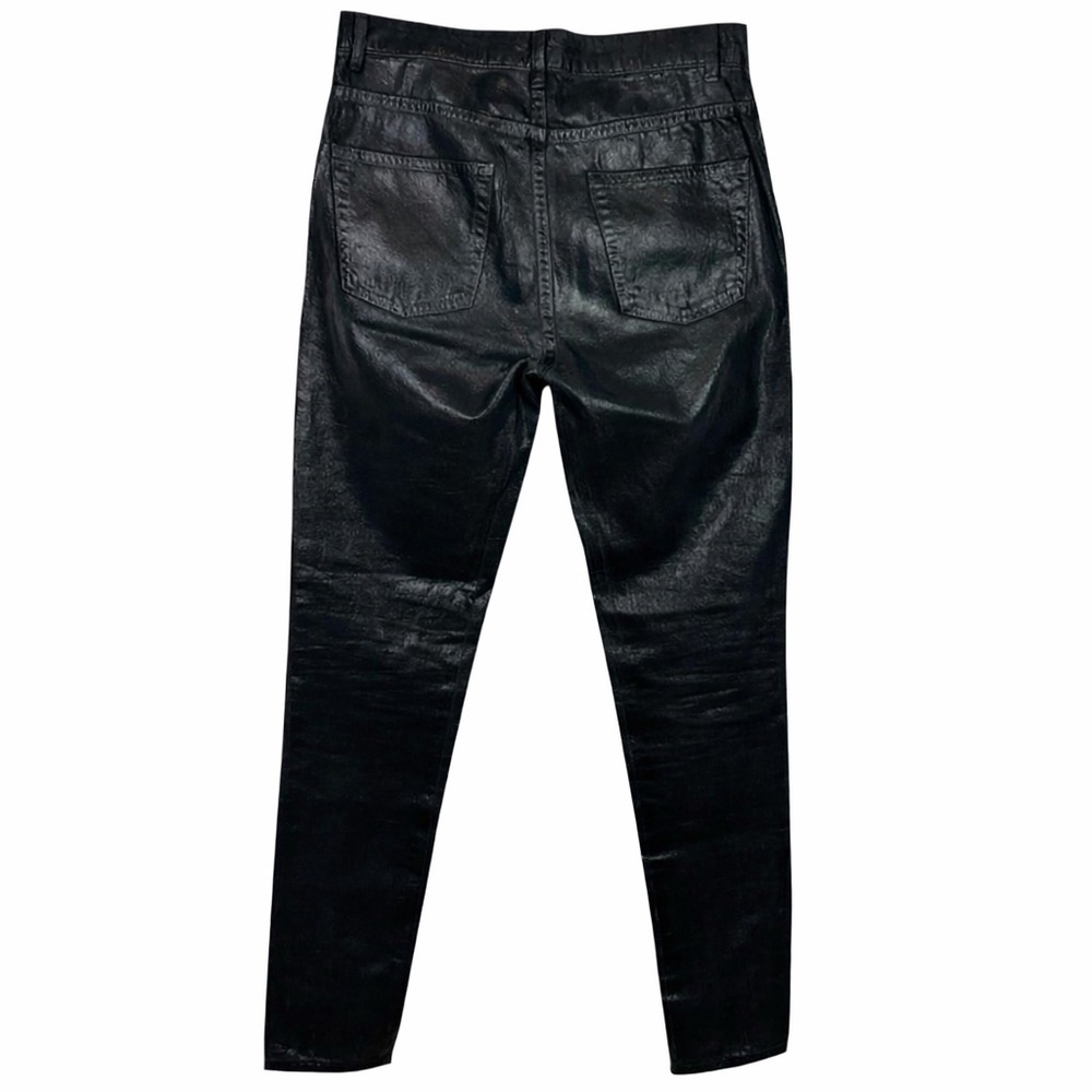 SAINT LAURENT Paris Coated Black Skinny Jeans 29 Made in Japan Luxe Rock Chic - Picture 4 of 15